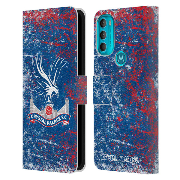 Crystal Palace FC Crest Distressed Leather Book Wallet Case Cover For Motorola Moto G71 5G