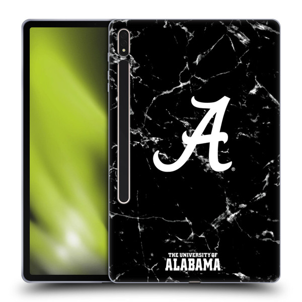 University Of Alabama UA The University Of Alabama Black And White Marble Soft Gel Case for Samsung Galaxy Tab S8 Plus