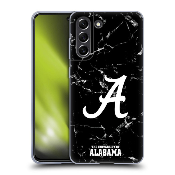 University Of Alabama UA The University Of Alabama Black And White Marble Soft Gel Case for Samsung Galaxy S21 FE 5G