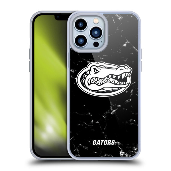 University Of Florida UF University Of Florida Black And White Marble Soft Gel Case for Apple iPhone 13 Pro Max