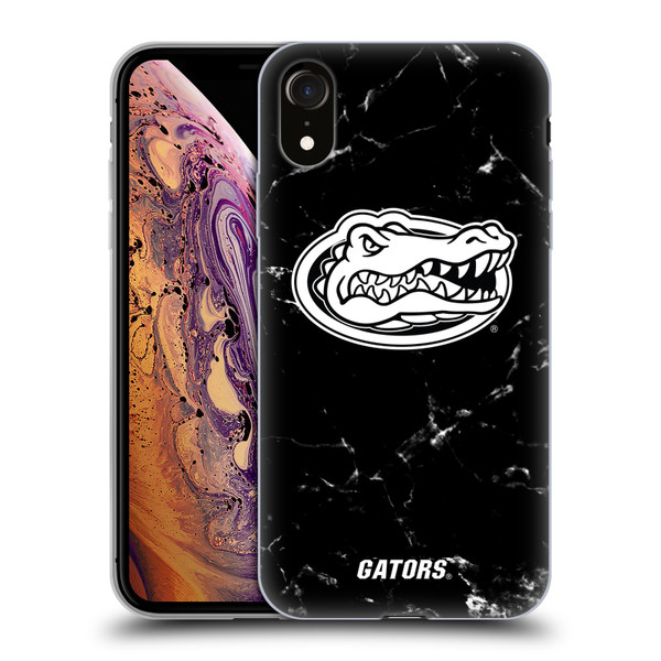 University Of Florida UF University Of Florida Black And White Marble Soft Gel Case for Apple iPhone XR