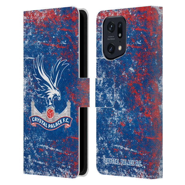 Crystal Palace FC Crest Distressed Leather Book Wallet Case Cover For OPPO Find X5 Pro