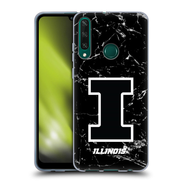 University Of Illinois U Of I University Of Illinois Black And White Marble Soft Gel Case for Huawei Y6p