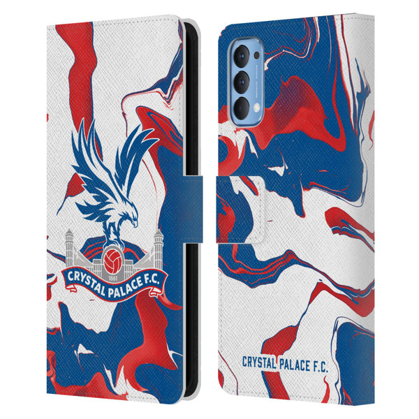 Crystal Palace FC Crest Marble Leather Book Wallet Case Cover For OPPO Reno 4 5G