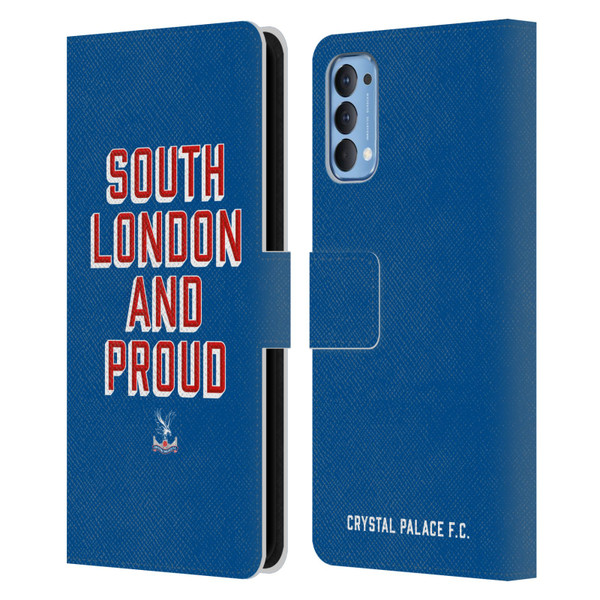 Crystal Palace FC Crest South London And Proud Leather Book Wallet Case Cover For OPPO Reno 4 5G