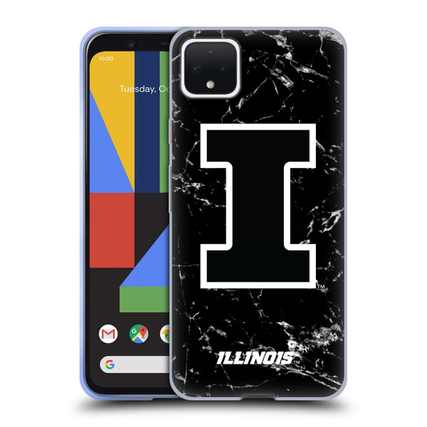 University Of Illinois U Of I University Of Illinois Black And White Marble Soft Gel Case for Google Pixel 4 XL