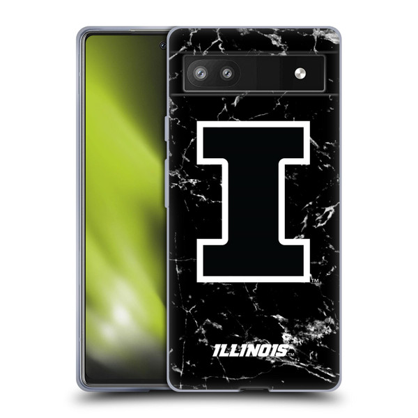 University Of Illinois U Of I University Of Illinois Black And White Marble Soft Gel Case for Google Pixel 6a