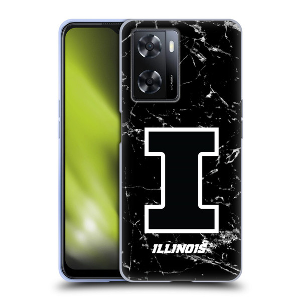 University Of Illinois U Of I University Of Illinois Black And White Marble Soft Gel Case for OPPO A57s