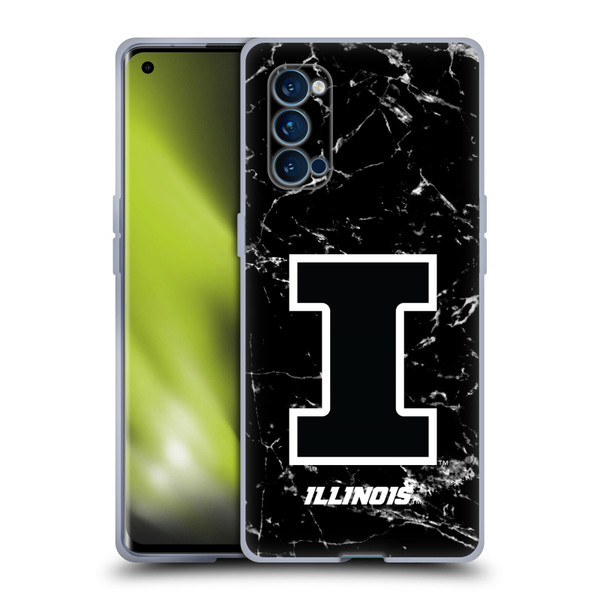 University Of Illinois U Of I University Of Illinois Black And White Marble Soft Gel Case for OPPO Reno 4 Pro 5G