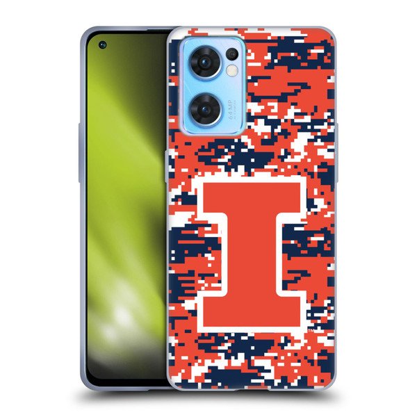 University Of Illinois U Of I University Of Illinois Digital Camouflage Soft Gel Case for OPPO Reno7 5G / Find X5 Lite