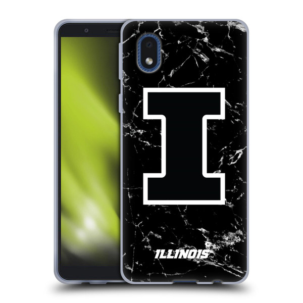 University Of Illinois U Of I University Of Illinois Black And White Marble Soft Gel Case for Samsung Galaxy A01 Core (2020)