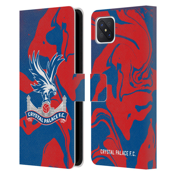 Crystal Palace FC Crest Red And Blue Marble Leather Book Wallet Case Cover For OPPO Reno4 Z 5G