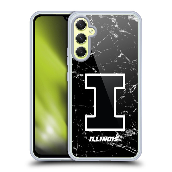 University Of Illinois U Of I University Of Illinois Black And White Marble Soft Gel Case for Samsung Galaxy A34 5G