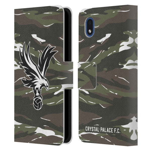 Crystal Palace FC Crest Woodland Camouflage Leather Book Wallet Case Cover For Samsung Galaxy A01 Core (2020)