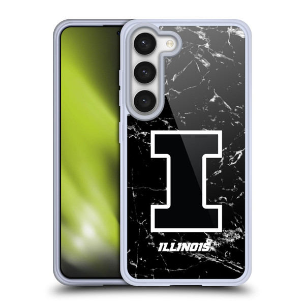 University Of Illinois U Of I University Of Illinois Black And White Marble Soft Gel Case for Samsung Galaxy S23 5G