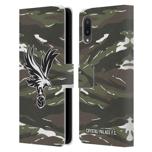 Crystal Palace FC Crest Woodland Camouflage Leather Book Wallet Case Cover For Samsung Galaxy A02/M02 (2021)