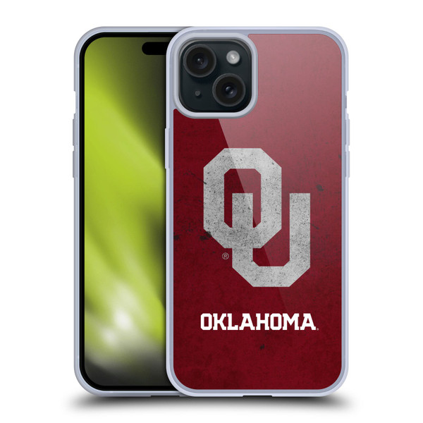 University of Oklahoma OU The University of Oklahoma Distressed Look Soft Gel Case for Apple iPhone 15 Plus
