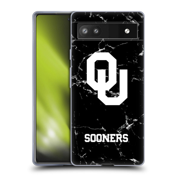 University of Oklahoma OU The University of Oklahoma Black And White Marble Soft Gel Case for Google Pixel 6a
