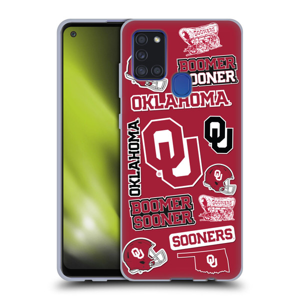 University of Oklahoma OU The University Of Oklahoma Art Collage Soft Gel Case for Samsung Galaxy A21s (2020)