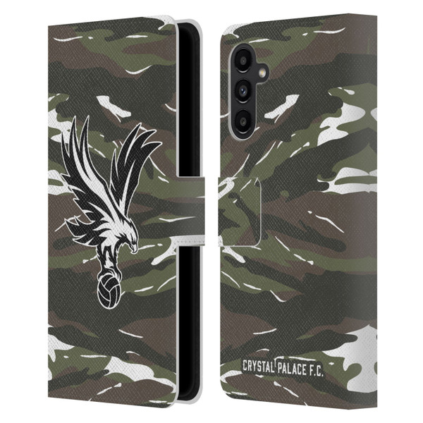 Crystal Palace FC Crest Woodland Camouflage Leather Book Wallet Case Cover For Samsung Galaxy A13 5G (2021)