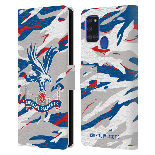 Crystal Palace FC Crest Camouflage Leather Book Wallet Case Cover For Samsung Galaxy A21s (2020)