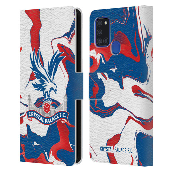 Crystal Palace FC Crest Marble Leather Book Wallet Case Cover For Samsung Galaxy A21s (2020)