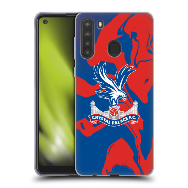 Crystal Palace FC Crest Red And Blue Marble Soft Gel Case for Samsung Galaxy A21 (2020)