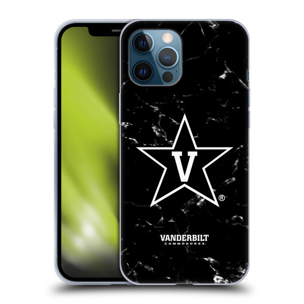 Vanderbilt University Vandy Vanderbilt University Black And White Marble Soft Gel Case for Apple iPhone 12 Pro Max