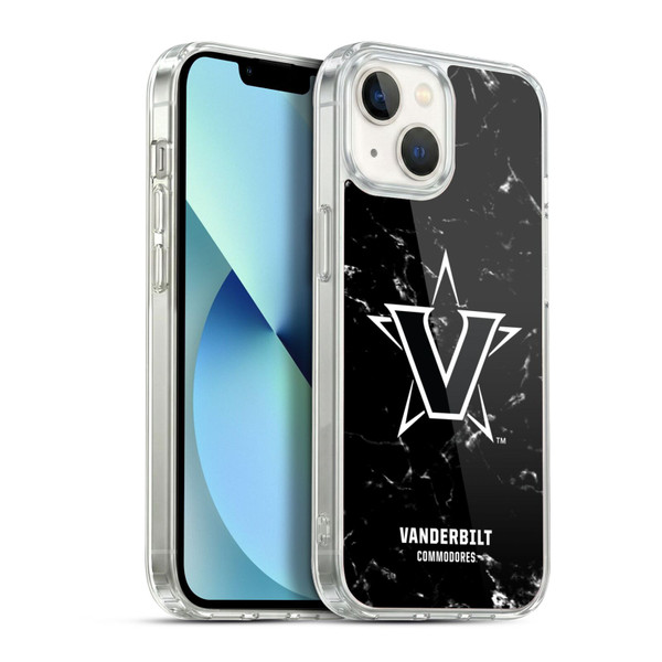 Vanderbilt University Vandy Vanderbilt University Black And White Marble Soft Gel Case for Apple iPhone 13
