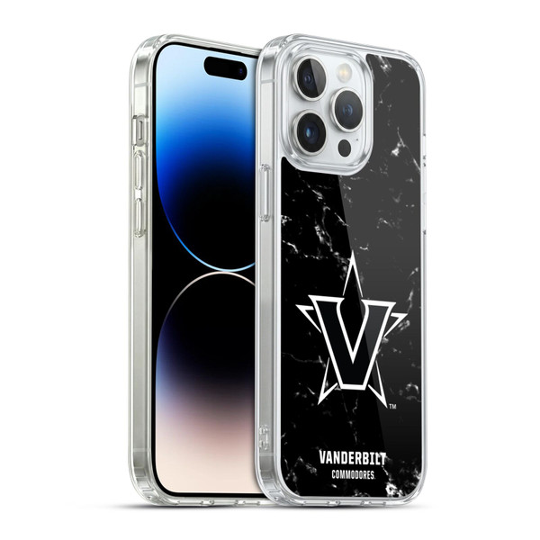 Vanderbilt University Vandy Vanderbilt University Black And White Marble Soft Gel Case for Apple iPhone 14 Pro Max & MagSafe