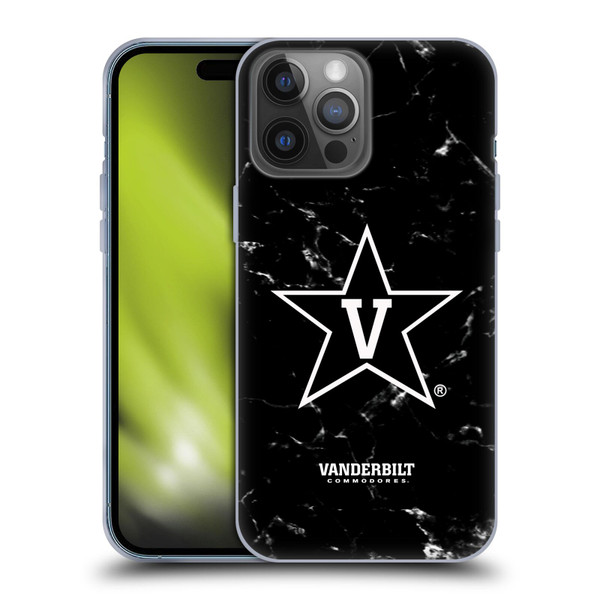 Vanderbilt University Vandy Vanderbilt University Black And White Marble Soft Gel Case for Apple iPhone 14 Pro Max