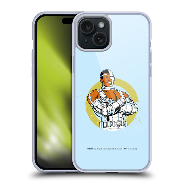 Cyborg DC Comics Fast Fashion Classic Soft Gel Case for Apple iPhone 15 Plus