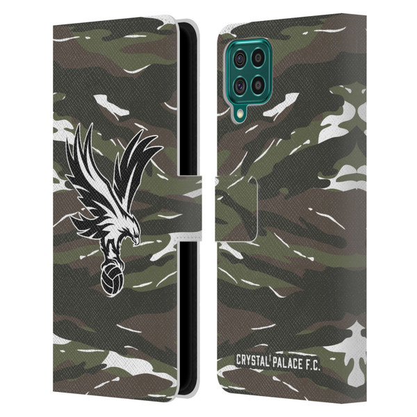Crystal Palace FC Crest Woodland Camouflage Leather Book Wallet Case Cover For Samsung Galaxy F62 (2021)
