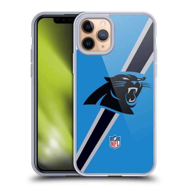 NFL Carolina Panthers Logo Stripes Soft Gel Case for Apple iPhone 11 Pro