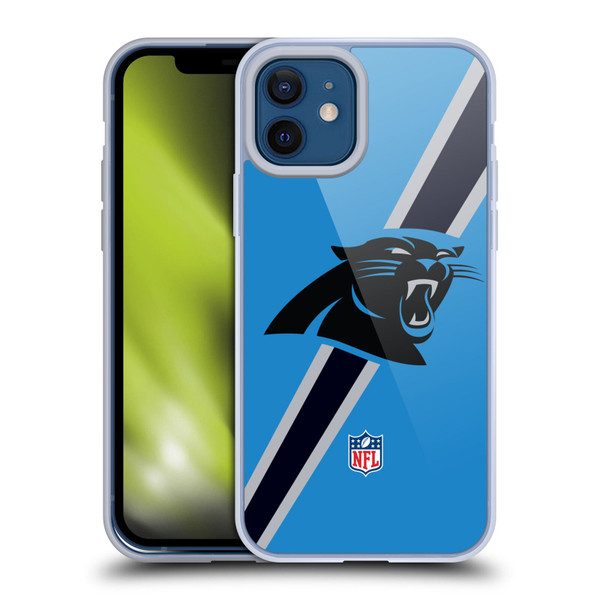NFL Carolina Panthers Logo Stripes Soft Gel Case for Apple iPhone 12 / iPhone 12 Pro