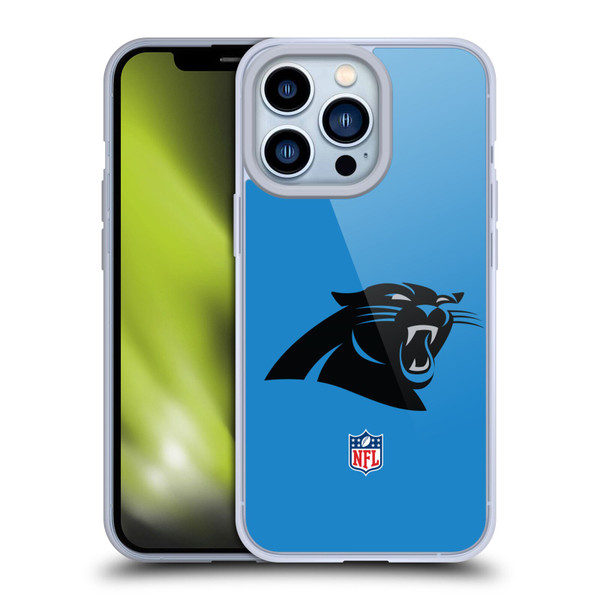 NFL Carolina Panthers Logo Plain Soft Gel Case for Apple iPhone 13 Pro