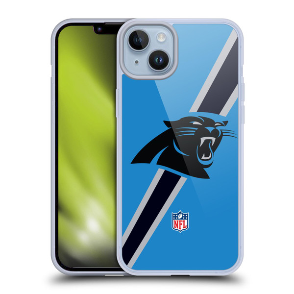 NFL Carolina Panthers Logo Stripes Soft Gel Case for Apple iPhone 14 Plus
