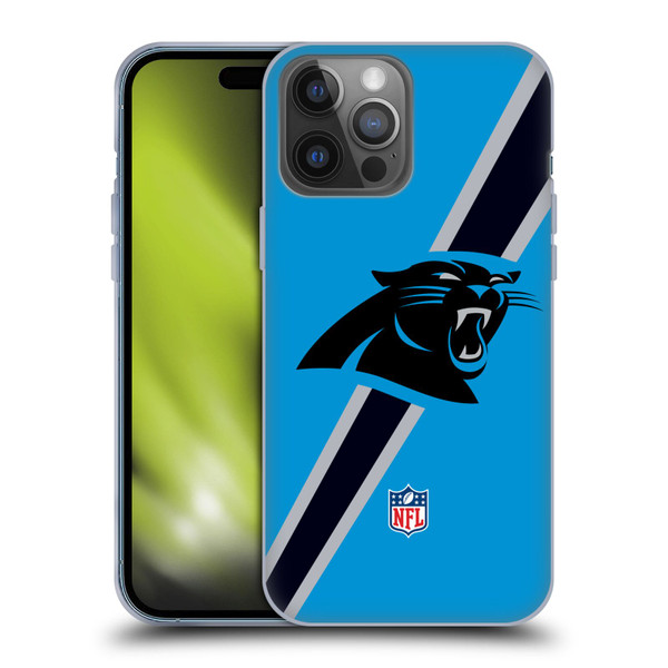 NFL Carolina Panthers Logo Stripes Soft Gel Case for Apple iPhone 14 Pro Max