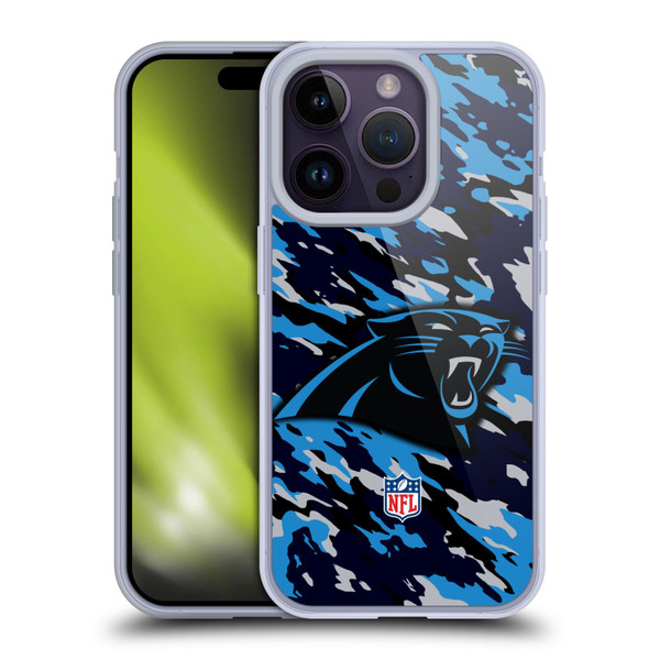 NFL Carolina Panthers Logo Camou Soft Gel Case for Apple iPhone 14 Pro