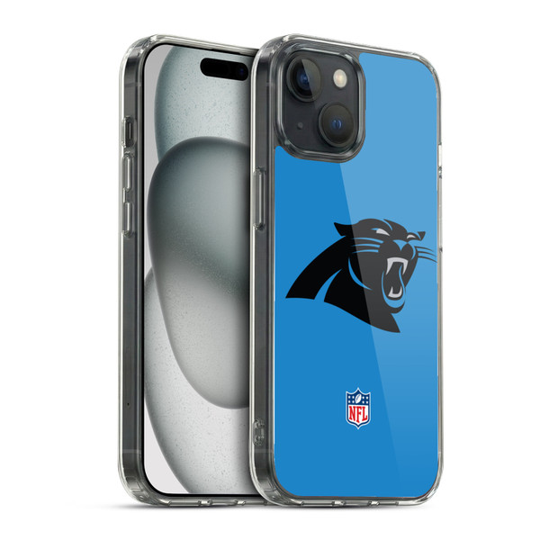 NFL Carolina Panthers Logo Plain Soft Gel Case for Apple iPhone 15 & MagSafe