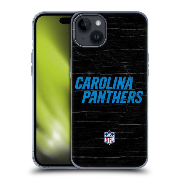 NFL Carolina Panthers Logo Distressed Look Soft Gel Case for Apple iPhone 15 Plus