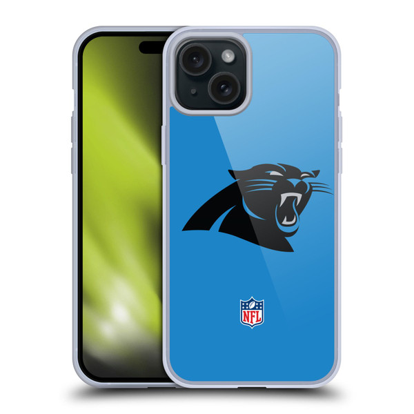 NFL Carolina Panthers Logo Plain Soft Gel Case for Apple iPhone 15 Plus