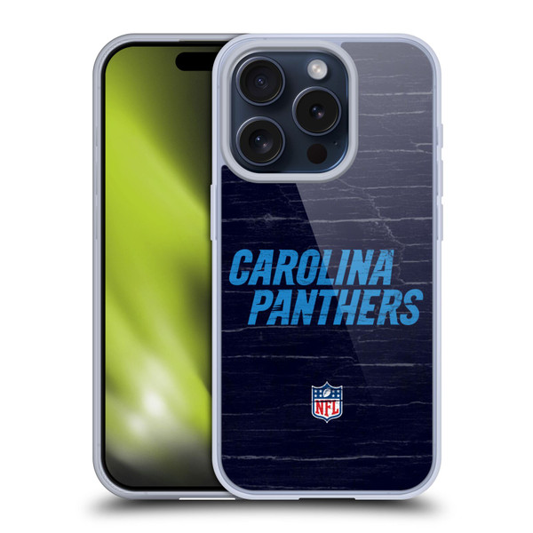 NFL Carolina Panthers Logo Distressed Look Soft Gel Case for Apple iPhone 15 Pro