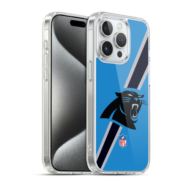 NFL Carolina Panthers Logo Stripes Soft Gel Case for Apple iPhone 15 Pro & MagSafe