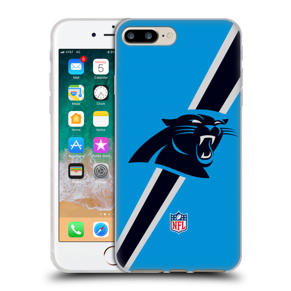 NFL Carolina Panthers Logo Stripes Soft Gel Case for Apple iPhone 7 Plus / iPhone 8 Plus
