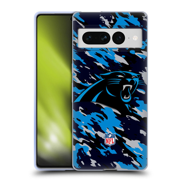 NFL Carolina Panthers Logo Camou Soft Gel Case for Google Pixel 7 Pro