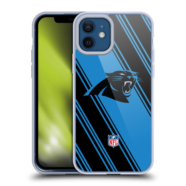 NFL Carolina Panthers Artwork Stripes Soft Gel Case for Apple iPhone 12 / iPhone 12 Pro