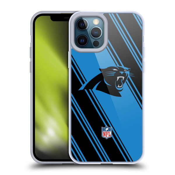 NFL Carolina Panthers Artwork Stripes Soft Gel Case for Apple iPhone 12 Pro Max