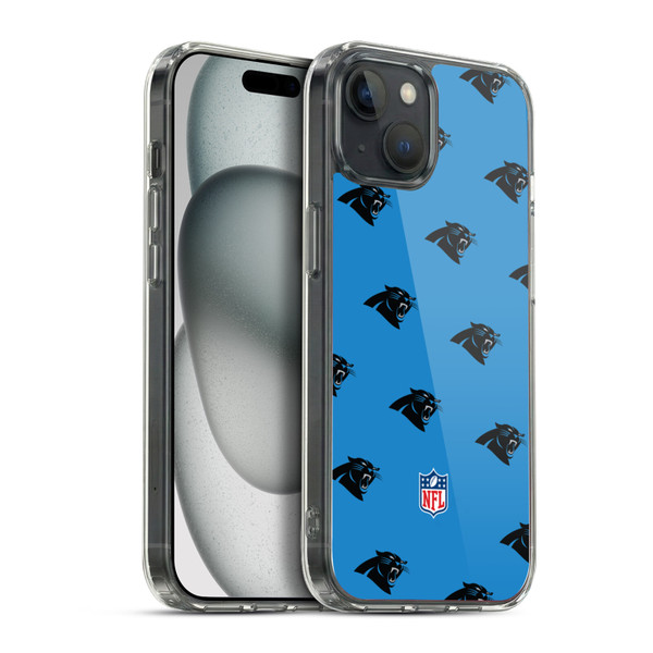 NFL Carolina Panthers Artwork Patterns Soft Gel Case for Apple iPhone 15 Plus & MagSafe