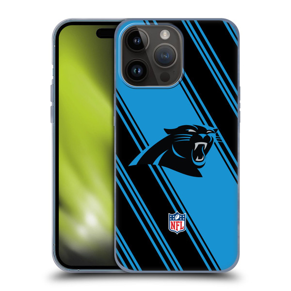 NFL Carolina Panthers Artwork Stripes Soft Gel Case for Apple iPhone 15 Pro Max